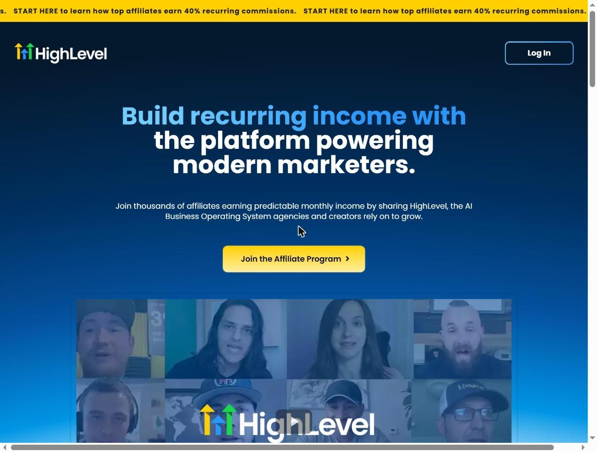 Official HighLevel affiliate program page